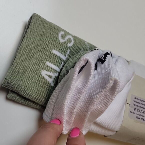 NEW ALLSAINTS CREW SOCKS GREEN BLACK WHITE M L MEDIUM LARGE ALL SAINTS  NWT - Picture 5 of 5